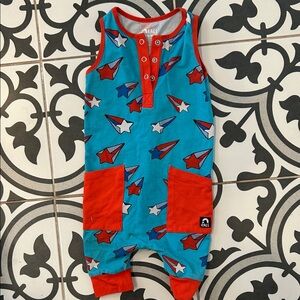 Rags to Raches Blue and Red Rocket Pajama Set